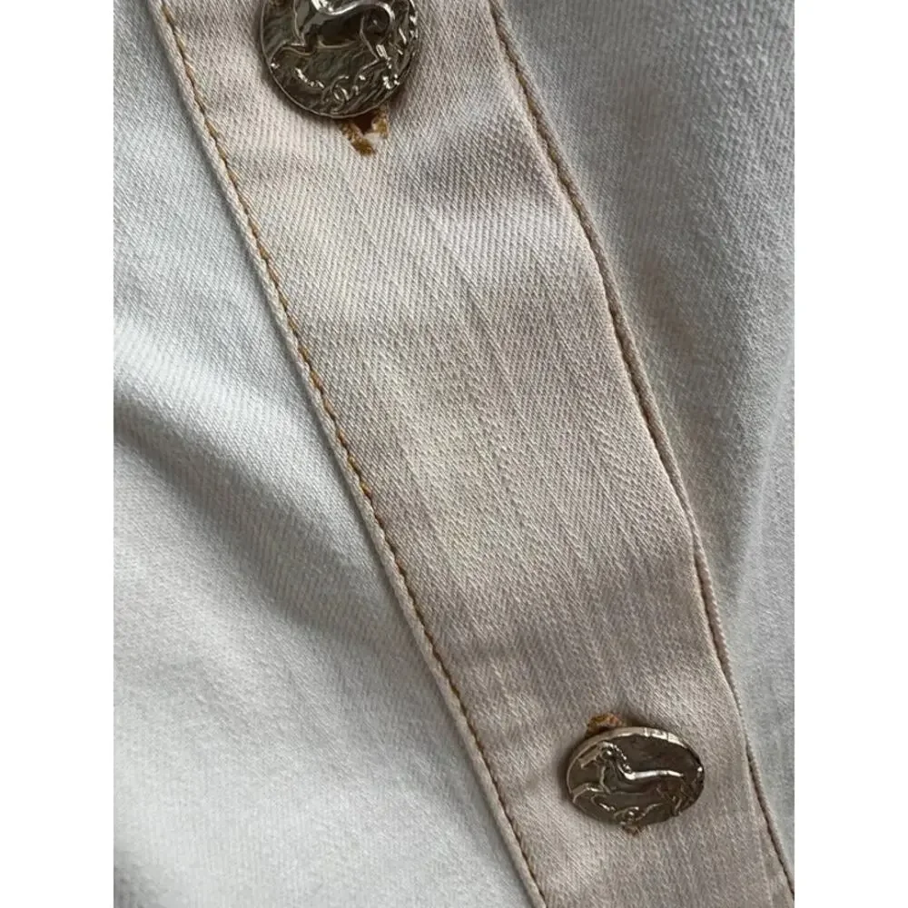 Chanel White Denim Sundress with Gold Buttons Sz.34
